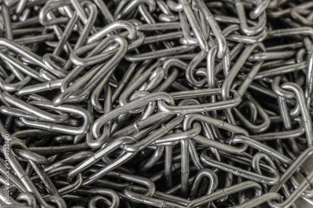 Close-up of long industrial steel chain Close-up of long industrial steel chain