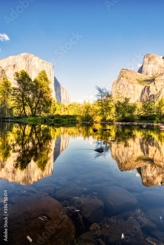 Illuminated Yosemite Valley with Reflection at Sunset, Yosemite National Park