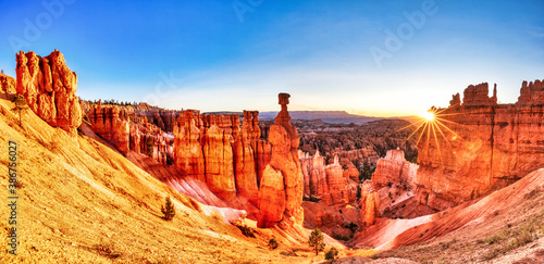 Thors Hammer in Bryce Canyon National Park at Sunrise with Beautiful Sun Rays, Utah