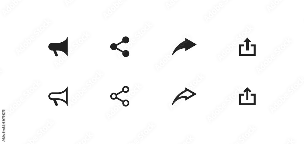 Naklejka premium Share icon set. Social media button symbol. Send web sign. Publish concept illustration in vector flat