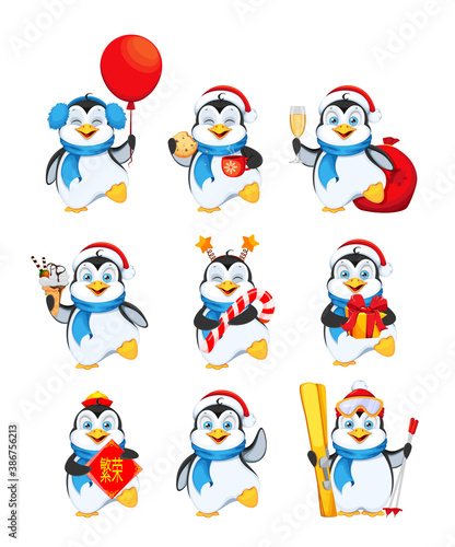 Funny penguin cartoon character