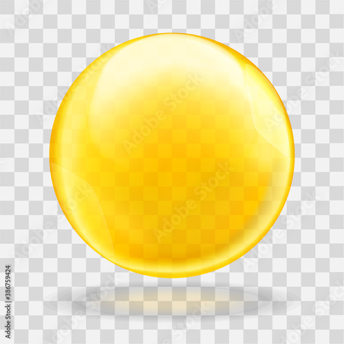 Golden oil translucent bubble or round drop with transparency
