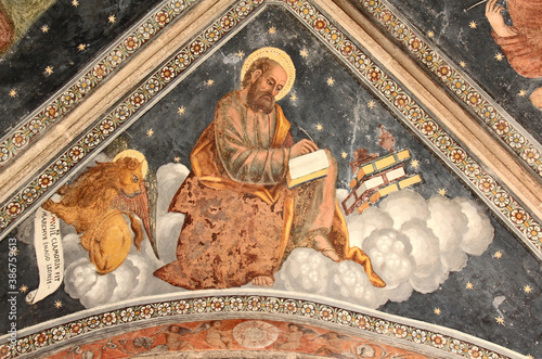 l'Evangelista Marco; volta del protiro della chiesa della Natività di Maria a Pellizzano (Trentino)