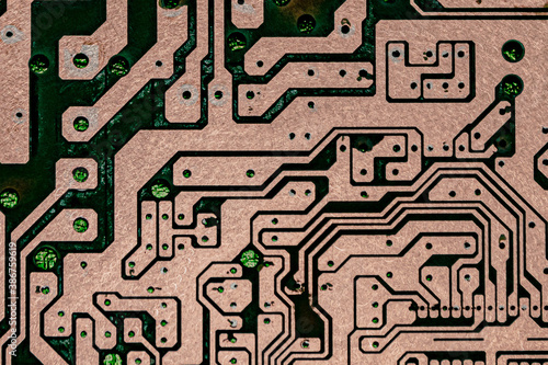 closeup of electronic circuit board