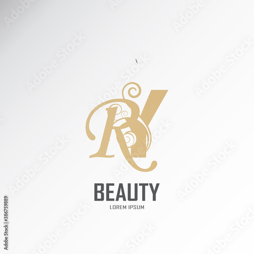 the initials ry, yr logo is gold, inspired by the logo of luxury combined with curved signature lines. photo