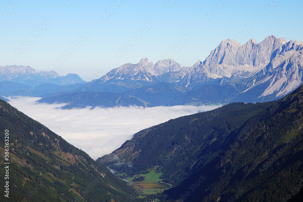 The view from Klafferkessel to Riesach lake valley, Austria