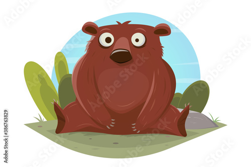 funny cartoon bear vector illustration
