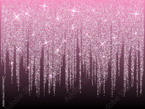 Pink rose gold glitter confetti holiday lights wedding background.