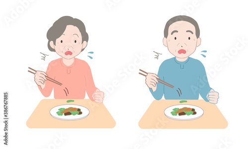 食べ物を落としてしまう　高齢者(線無し)