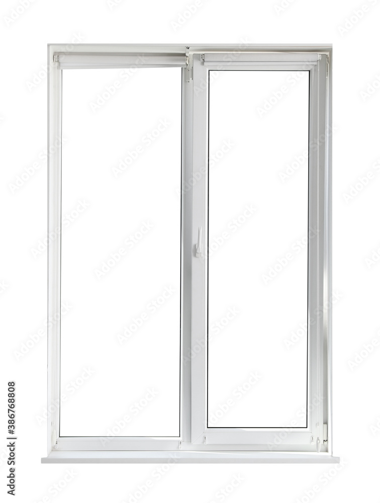 Modern open plastic window on white background Modern open plastic window on white background