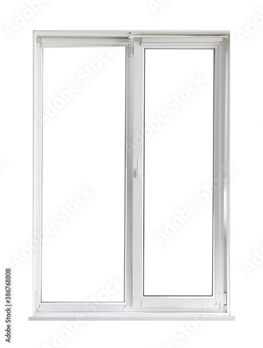 Modern open plastic window on white background