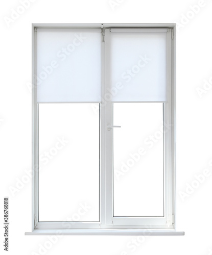 Modern closed plastic window on white background