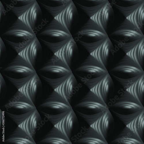 Abstract 3D background with geometric black figures. Seamless pattern. 