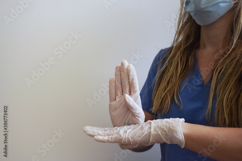 Healthcare worker using sign language to communicate