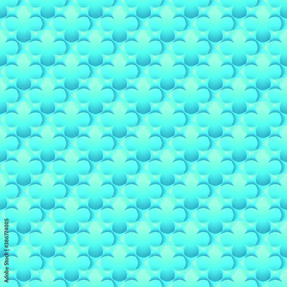 Abstract 3D background with geometric blue flowers. Futurisic design pattern. Seamless pattern. 