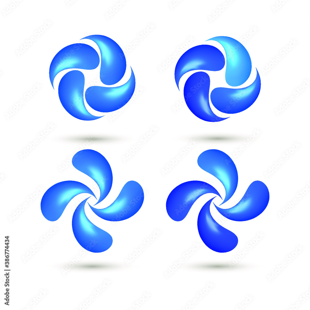 Obraz premium Water logo design. Energy nature icon. Set of abstract blue symbols. Water Association. Vector illustration for your Logo or Design.