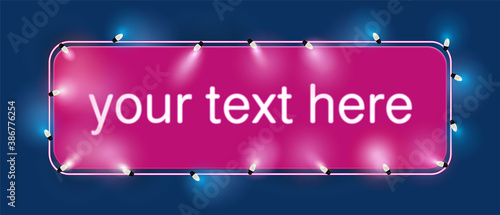Retro Neonschild mit Licht angestrahlt,
Vektor Illustration,
