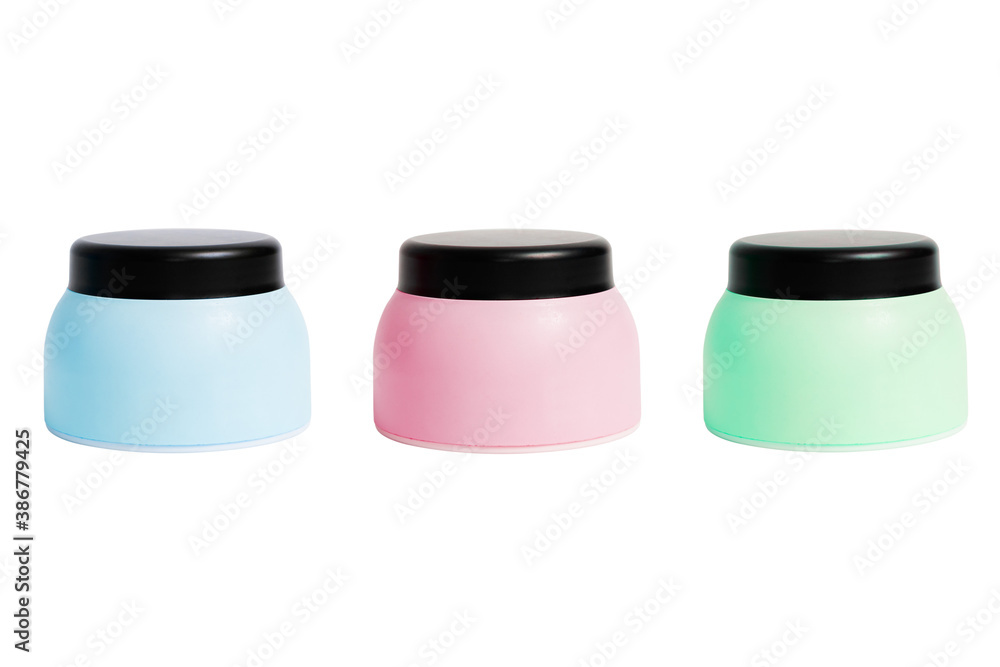 Set of Cosmetic cream jar isolated on white background. Set of Cosmetic cream jar isolated on white background.