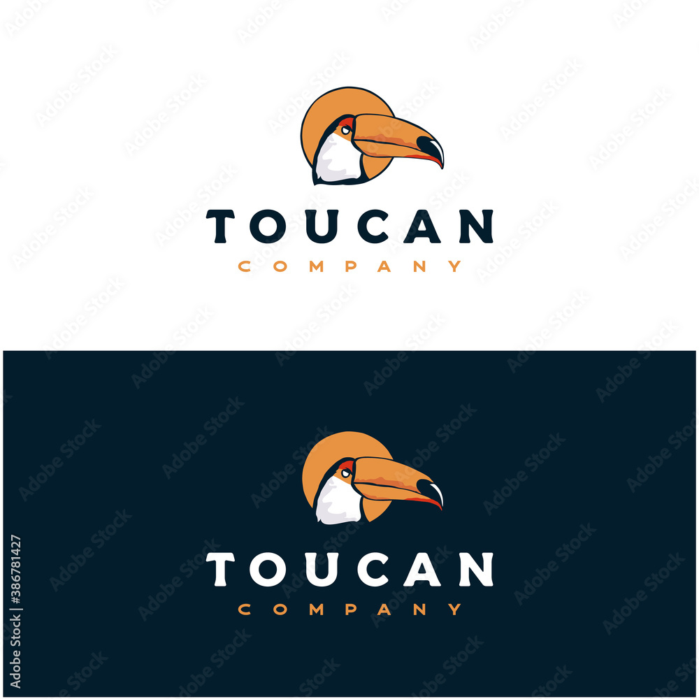 Fototapeta premium Vintage Bird Toucan logo design.Toucan bird head vector logo