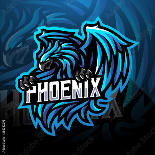 Blue phoenix sport mascot logo design