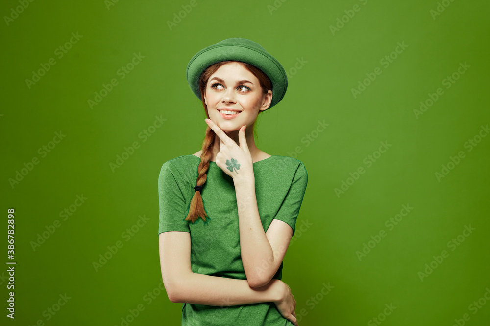 st patrick's day happy woman gesturing with her hands hat shamrock holidays fun st patrick's day happy woman gesturing with her hands hat shamrock holidays fun