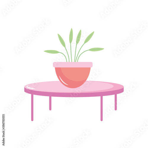 potted plant on round table decoration interior © Jeronimo Ramos