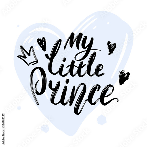 Lettering for cards "My little prince", children's albums, gender parties for boy and girl. 