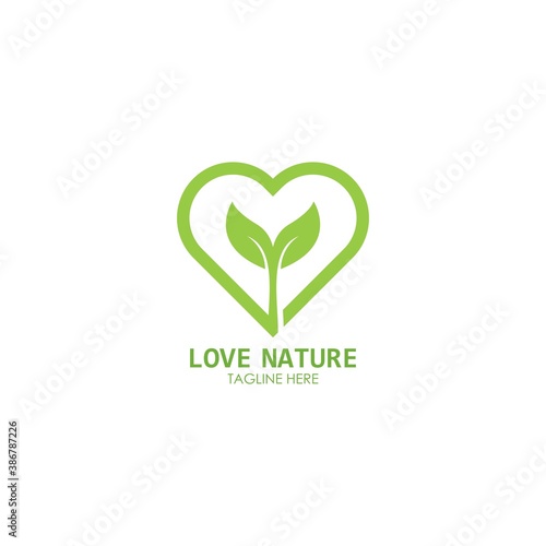 Nature care,love nature, back to nature logo vector icon illustration