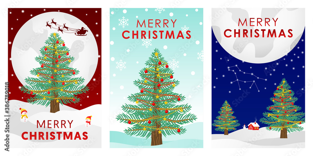Fototapeta premium CHRISTMAS POSTER WITH CHRISTMAS TREE PREMIUM TEMPLATE SET