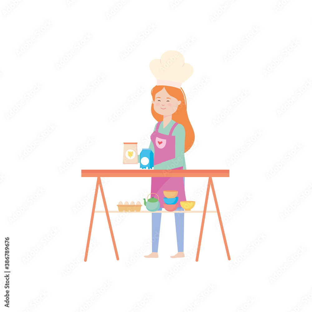 woman preparing food in the kitchen, activity indoor
