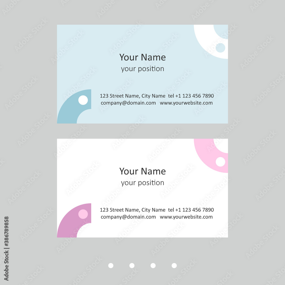Editable business card template. Simple design in two color schemes.