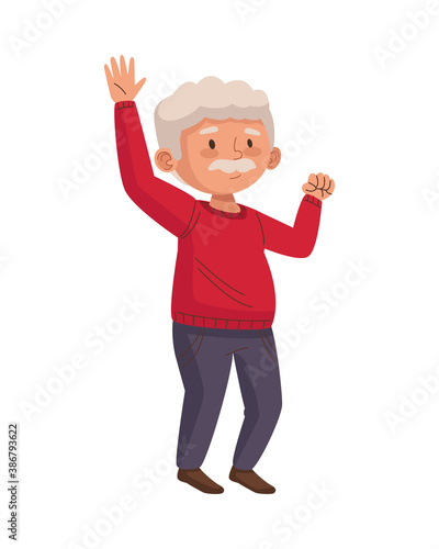 old man eldery dancing character