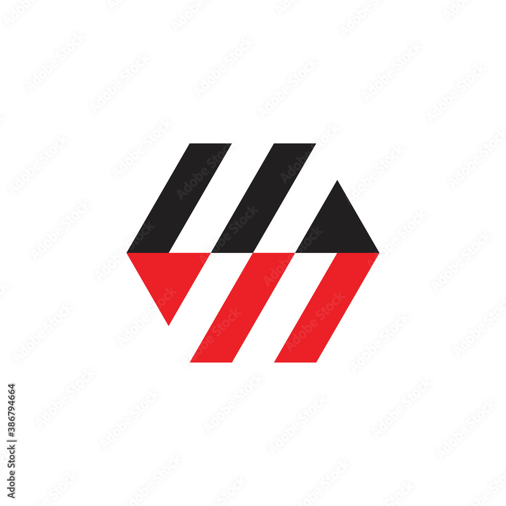 Hexagon with MW letter logo design vector