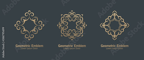 Set of ornament logo line art style luxury
