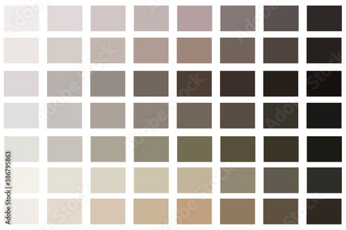 Diagram of skin colors. Dark complexions. Cosmetic palette. Body tone textures. Vector illustration. IPS 10