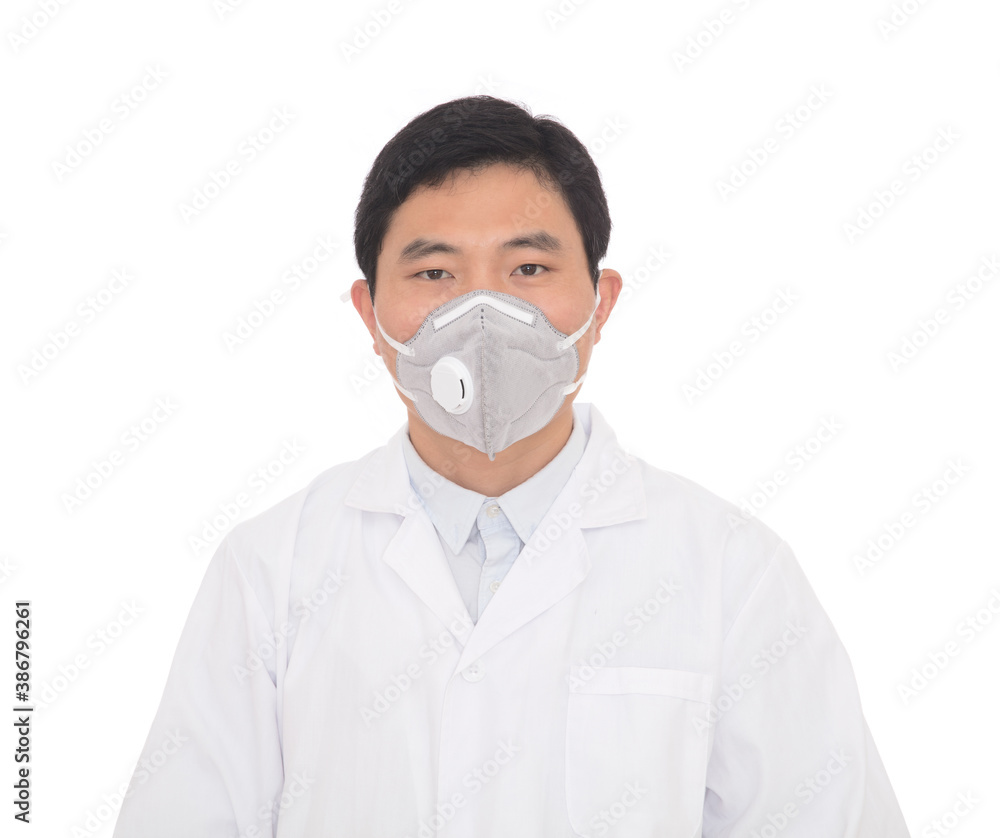 Doctor wearing a mask in front of white background Doctor wearing a mask in front of white background
