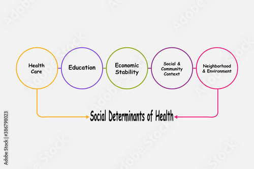 Diagram of Social Determinants of Health with keywords. EPS 10