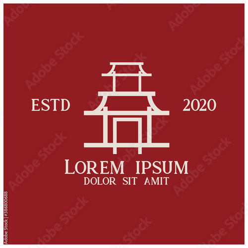 architecture of pagoda icon design vector. illustration pagoda logo template