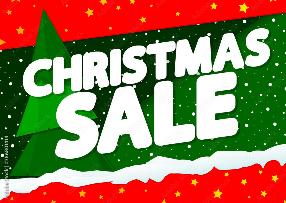 Christmas Sale, poster design template, Xmas discount banner, vector illustration
