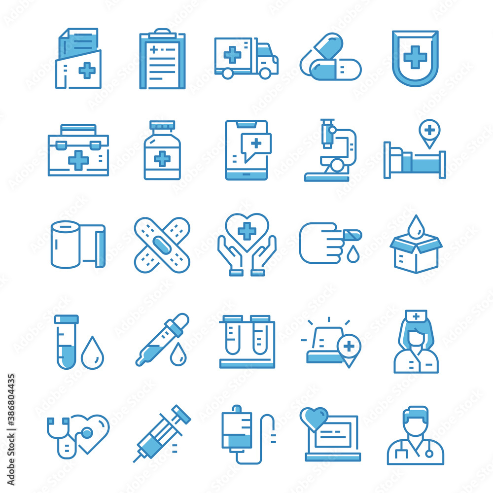 Set of Medical icons with blue style. Set of Medical icons with blue style.