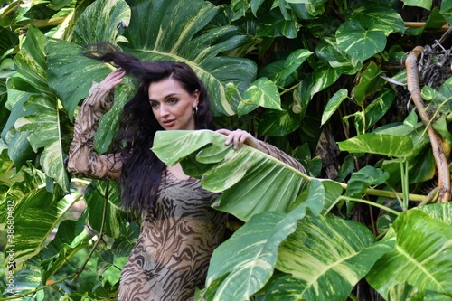 Portrait of young blond woman in the nature