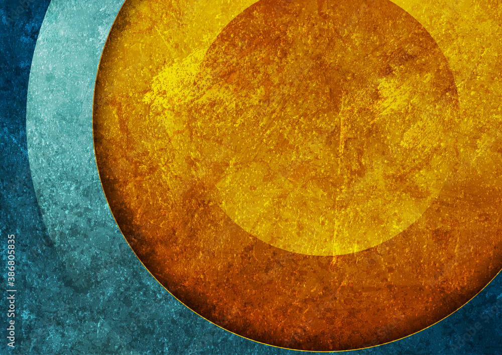 Blue and orange geometric material grunge background. Abstract corporate vector design