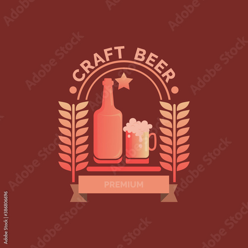 Beer label reword logo design, Craft beer vector logo, symbol or label template