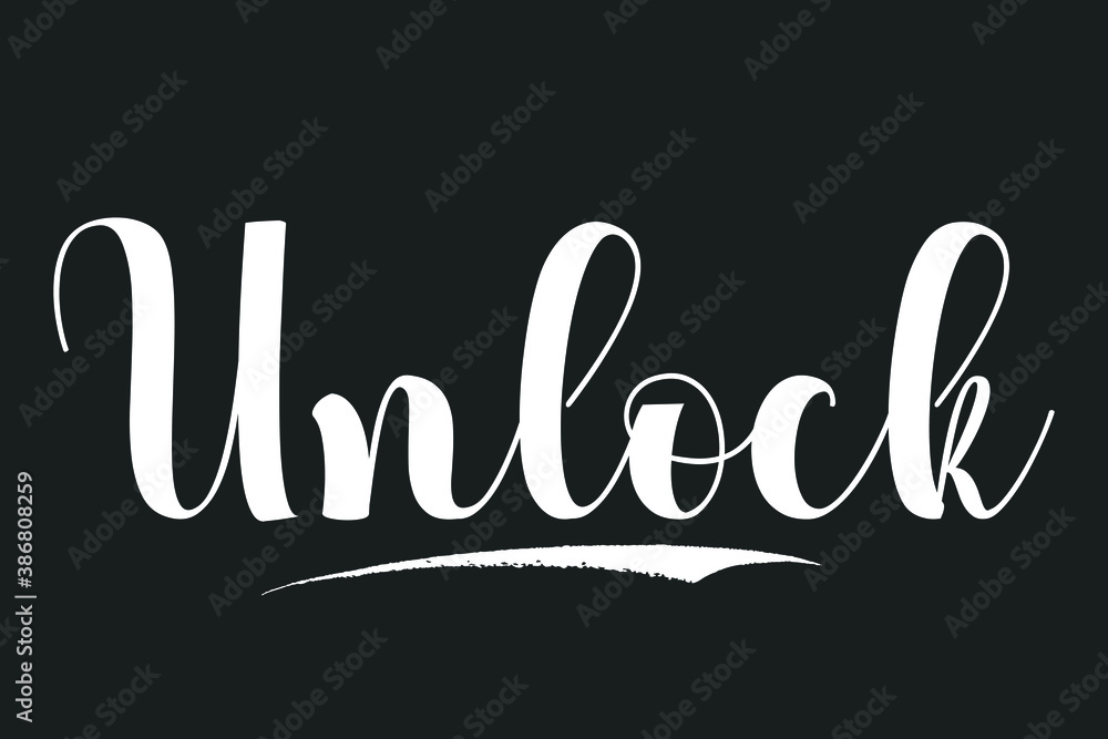 Unlock Bold Calligraphy White Color Text On Dork Grey Background