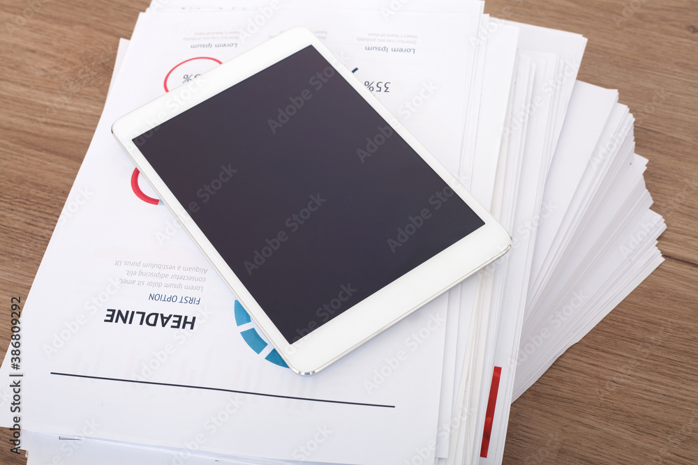 A stack of documents on an iPad A stack of documents on an iPad
