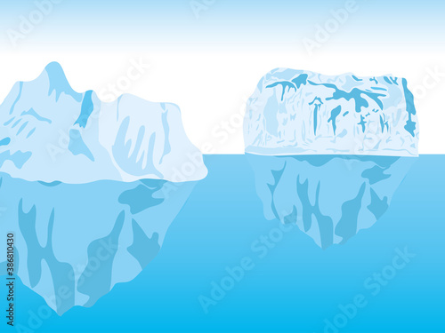 arctic scene landscape with icebergs blocks