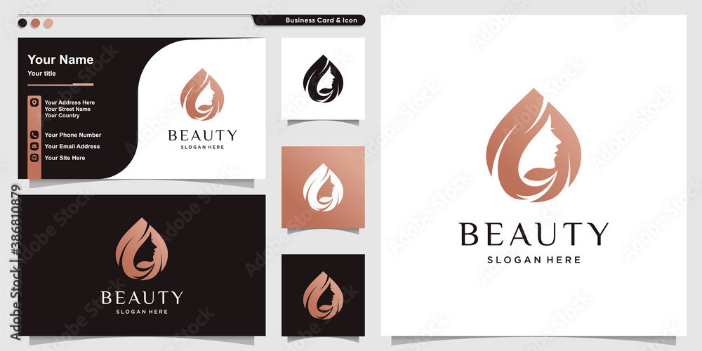 Premium Vector  Woman beauty logo with business card