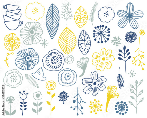 手書きタッチの北欧風草木イラスト