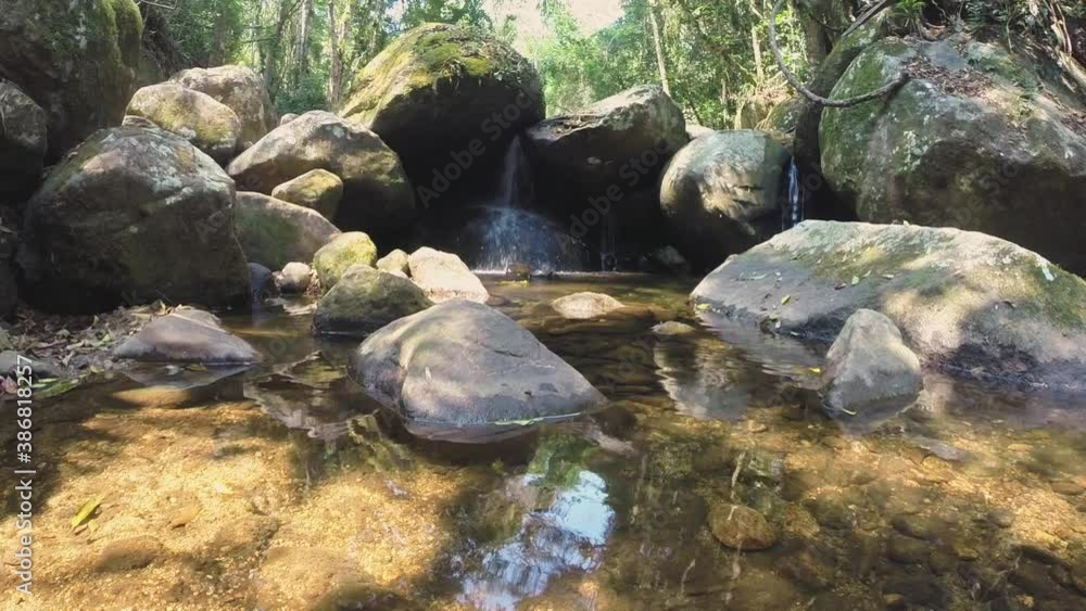 Wide shot, Water stream and creek on a sunny day Wide shot, Water stream and creek on a sunny day