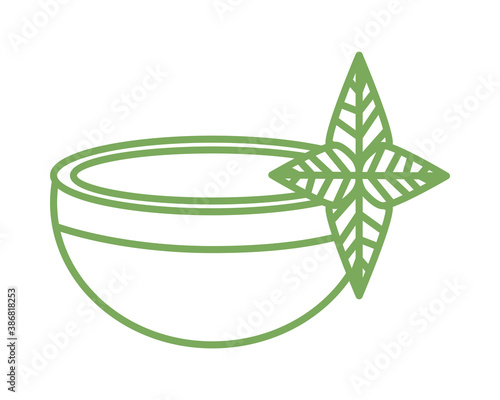 teacup drink with leafs plant